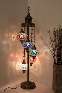 MOSAIC 5 Globe FLOOR LAMPS دست ساز منحصر به فرد ترک مراکشی |  اتسی