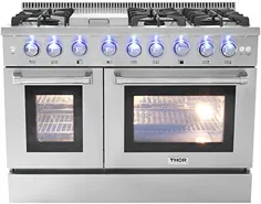Thor Kitchen HRG4808U 48 "Griddle Gas Range with 6 Burners and Double 4.2 cu.Ft and 2.5 cu، ft Oven Capacity Steel Stainless Steel