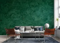 پوست و چوب دیوار سیمانی بتونی سبز ، نقاشی دیواری قابل جابجایی از Giffy Walls