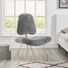 صندلی تختخواب پوشیده از پوست گوسفند Faux Fur Lounge Grey - Modway