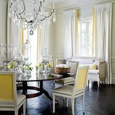 اتاق ناهار خوری زرد و خاکستری - انتقالی - اتاق ناهار خوری - فارو و بال کورنفورث وایت - مجله دومینو