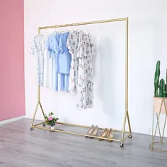 قفسه لباس طلا ، قفسه لباس با صفحه نمایش بوتیک ، قفسه لباس مدرن برای استفاده خرده فروشی (59 "لیتر)