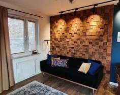 موزاییک چوبی بزرگ دیواری هنری / هنر چوبی اصلاح شده / پانل دیواری چوبی / موزاییک برش چوب / موزاییک دیواری مربع بزرگ