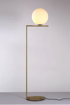 شیشه نوردیک چراغ کف توپ گرد گرد چراغ پایه بدنه طلایی