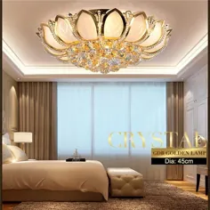 چراغ سقفی کریستال لوکس فلزی طلای گرد CL186