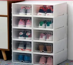 سازمان دهنده کفش ذخیره سازی کفش |  جعبه های کفش قابل انعطاف پلاستیکی شیک ، سازمان دهنده های کمد و ذخیره سازی - کفش های کتانی ، چکمه ، ذخیره سازی کمد اسباب بازی - Walmart.com