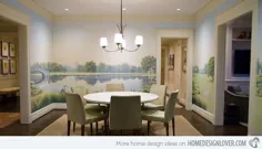 نحوه تزئین اتاق ناهارخوری با کاغذ دیواری خیره کننده |  میزهای ناهار خوری مدرن