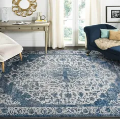 فرش های سنتی فرش ایرانی گل گل آبی رنگ - خانه ای گرم