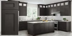 کابینت های آشپزخانه مونتاژ شده Smokey Grey زیبا - کابینت های چوبی RTA