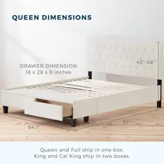 تختخواب پلت فرم Queen Cream Queen Brookside با ذخیره سازی Lowes.com