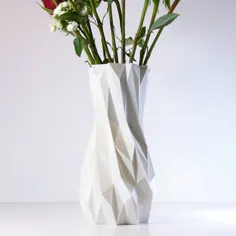 گلدان تزئینی منزل سه بعدی فنگ شویی اتاق نشیمن گلدان سفید |  اتسی