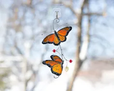 شیشه رنگی پروانه سلطنتی شیشه رنگی هدیه روز مادر |  اتسی