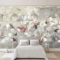 WANGC سفارشی نقاشی دیواری دست رنگ آمیزی آبرنگ نقاشی رنگ روغن گل کاغذ دیواری 3D اتاق خواب خود چسب اتاق نشیمن دیوار دیوار نقاشی دیواری 137x98in