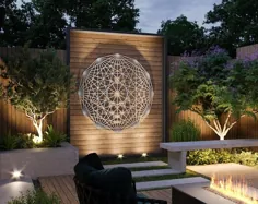 Lotus Flower Large Outdoor Metal Wall Art، Sculpture Garden، Zen Decor، Modern Art Outdoor Wall Art، یوگا وال دیواری، نقره دیواری