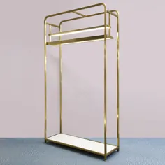 قفسه های نمایش پوشاک فلزی طلایی با نور LED