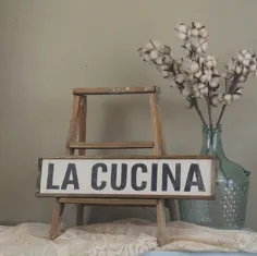 تابلو La Cucina تابلوی آشپزخانه ایتالیایی تزیین روستایی چوب La |  اتسی