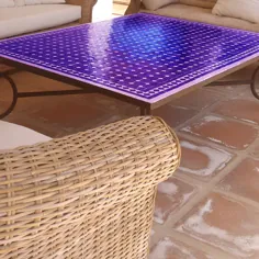 میز موزاییکی مراکش آبی و سفید