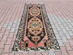 فرش ایرانی فرش 3.5x9.7ft صورتی فرش افغانی فرش منطقه |  اتسی