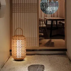 لامپ های طبقه بافته شده طبیعی بامبو ژاپنی برای اتاق نشیمن