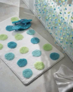فرش فرش مستطیل شکل مستطیلی اکریلیک mDesign ، جاذب آب مخمل خواب دار ، طرح نقطه ای - برای غرور حمام ، وان / دوش ، ماشین قابل شستشو - 34 "x 21" - آبی / سبز / سفید