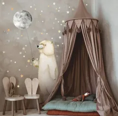 برچسب دیواری خرس قطبی - برچسب دیواری خرس پاپا - برچسب دیواری ماه و ستاره