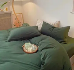 همیشه ماندگار |  سرویس خواب ملافه سبز + نارنجی MIX MATCH پوشش لحاف نارنجی ست تخت خواب نارنجی سوخته مجموعه تخت خواب ملکه