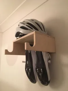 Handgemachte Sperrholz Fahrrad-Rack / Wand montiert Haken für Fahrrad، Helm und Cleat Lagerung، aus recyceltem Holz!  Einfache Fahrradaufbewahrungslösung