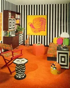 اتاق خواب دهه 60 به رنگ نارنجی