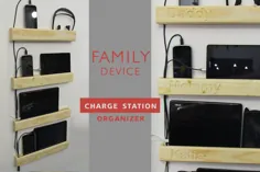 ایستگاه شارژ خانواده - نگهدارنده چوبی برای تبلت های آی فون آیپد - ایستگاه شارژ - سازمان دهنده دستگاه