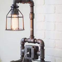 لامپ لوله های صنعتی با سایه قیف گالوانیزه و شیر آب |  اتسی