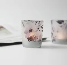 نگهدارنده شمع شیشه ای به روش نقاشی با آبکاری / اسپری / حکاکی شده مرکب
