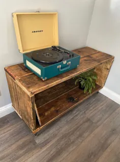 BROAD Modern Rustic Reclaimed Wooden Record Player Unit / Vinyl |  اتسی
