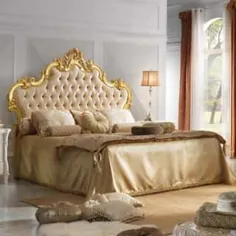 تخت خواب روکوکو با روکش طلا و اثاثه یا لوازم داخلی گراند دکمه - داخلی ژولیت
