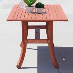 7 پارچه قهوه ای طبیعی چوب میز انحنایی میز پایه مبلمان فضای باز مجموعه غذاخوری پاسیو با صندلی های انباشته 59 "- Walmart.com