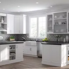 کابینت دیواری آشپزخانه با درب های شیشه ای در رنگ سفید-WGD3636-ELWH - سری طراحان Hampton Bay Elgin مونتاژ شده