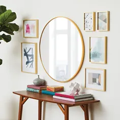 خانه ها و باغ های بهتر آینه دیواری فلزی گرد 28 اینچ ، طلا - Walmart.com