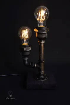 چراغ رومیزی دو نفره چراغ رومیزی ادیسون لامپ Steampunk Rustic |  اتسی