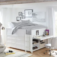 تشک تختخواب و دو طبقه Beadboard Low Loft ، کامل ، به سادگی سفید ، در منزل