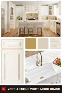 تخته خلق و خوی آشپزخانه سفید آنتیک York - CabinetSelect.com