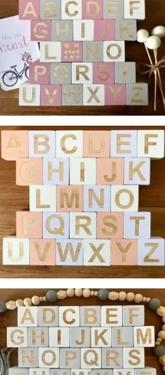 تعداد حروف الفبا A-Z چاپ بلوک های نام بلوک چوبی برای دکوراسیون عکس اتاق خواب کودک
