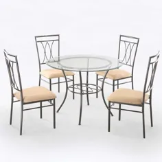 شیشه فلزی غذاخوری 5 صندلی میز رومیزی بالش صندلی های تاشو برای فروش آنلاین |  eBay