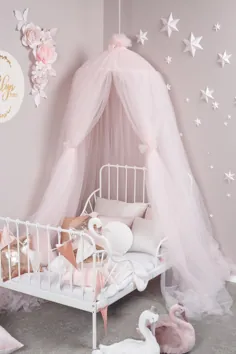 سایبان آویز تخت صورتی برای مهد کودک Rose baby baldachin Kids |  اتسی