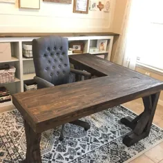 میز کار چوبی خانه مزرعه DIY + آرایش دفتر