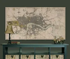 لندن نقشه انگلستان چاپ Large Vintage Historic Old 1807 |  اتسی