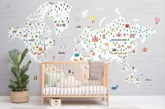 نقاشی دیواری نقشه خاکستری Ultimate Kids |  هوویا