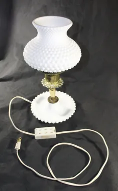 Fenton Milk Glass Hobnail Electric Lamp Test Vintage |  اتسی