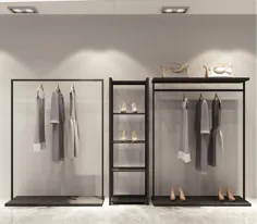 ساده قفسه لباس فروشگاه قفسه لباس قفسه مخصوص نمایش قفسه نمایش آهن هنر نوع کف قفسه | نگهدارنده ها و قفسه های ذخیره سازی |  - AliExpress