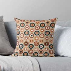 'Buttons - Geo Honeycomb Tile Pattern in Light Sage and Rust Tones' Throw Pillow توسط kierkegaard