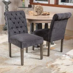 صندلی غذاخوری پارچه ای تافته Noble House Chandler به رنگ خاکستری (مجموعه ای از 2 عدد) - Walmart.com
