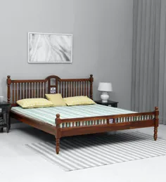 خرید تختخواب تخت سایز جامد چوب مایور در پایان بلوط عسلی - Mudramark By Pepperfry Online - تختخوابهای سنتی به اندازه کینگ - تختخواب - مبلمان - محصول فلفل قرمز